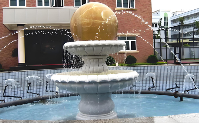 會轉(zhuǎn)動的石雕風(fēng)水球噴泉--夏日清涼新寵！